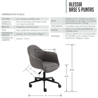 Silla Interior Alessia Base 5 Puntas