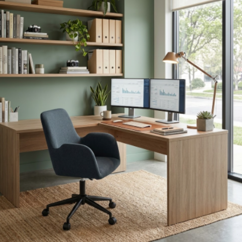 Silla Ergonómica Tapizada con Ruedas Cataly