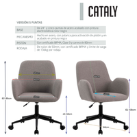Silla Ergonómica Tapizada con Ruedas Cataly
