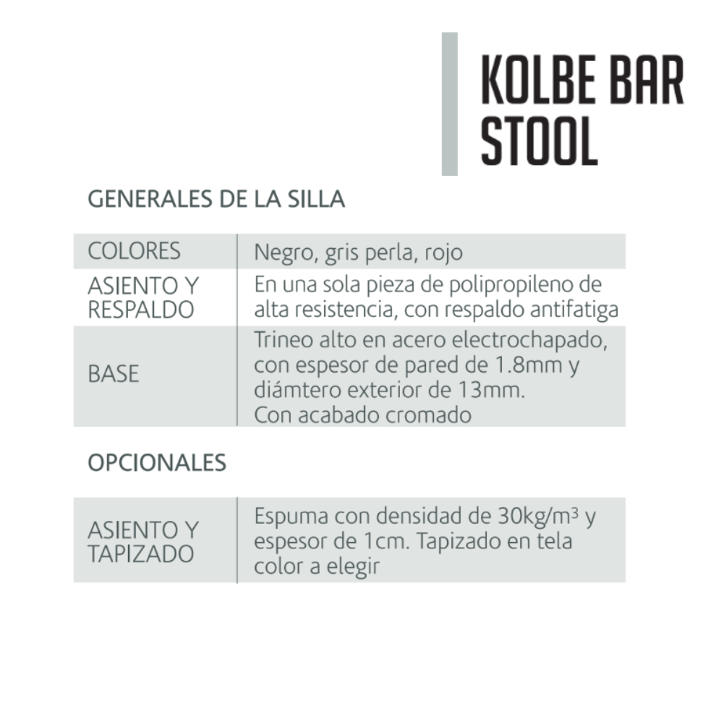 Banco para Barra Kolbe