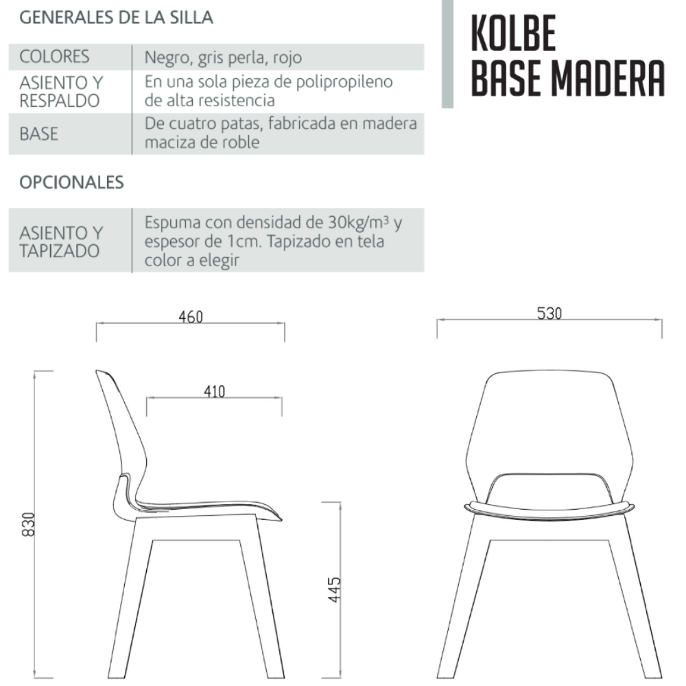 Silla Visitante Kolbe Patas de Madera