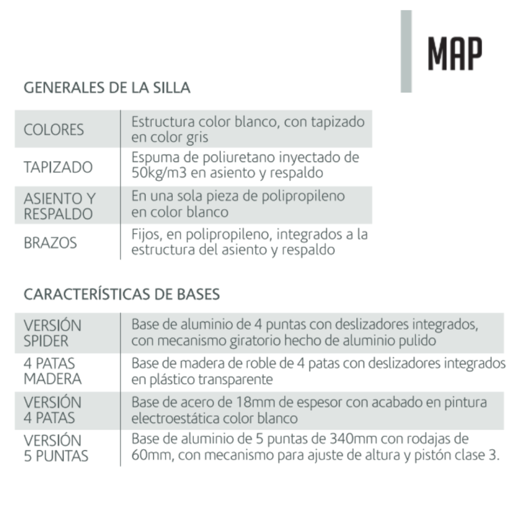 Silla Visitante Polipropileno Tapizada en Tela Pata Madera Map