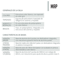 Silla Visitante Polipropileno Tapizada en Tela Pata Madera Map