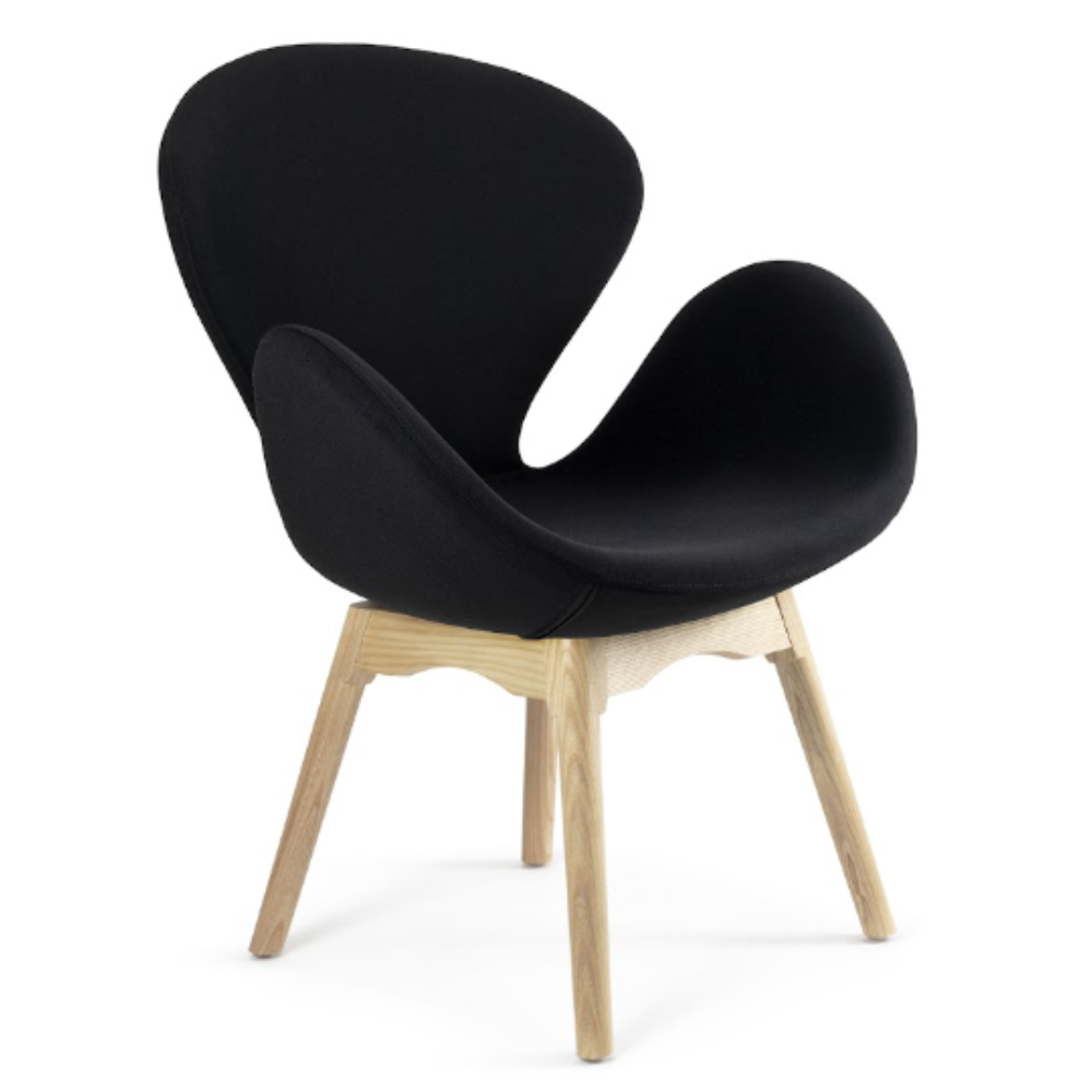 Silla Tapizada en Tela Swan Base de Madera