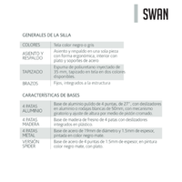 Silla Tapizada en Tela Swan Base de Madera