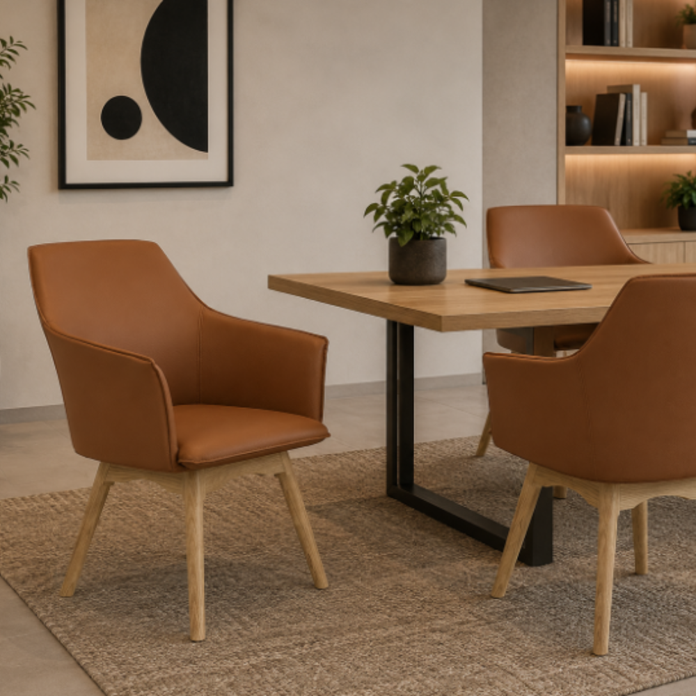 Silla Tapizada Vinil Troop Base de Madera