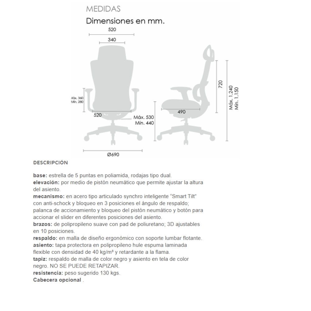 Silla Ejecutiva Dillon Cabecera OHE-35