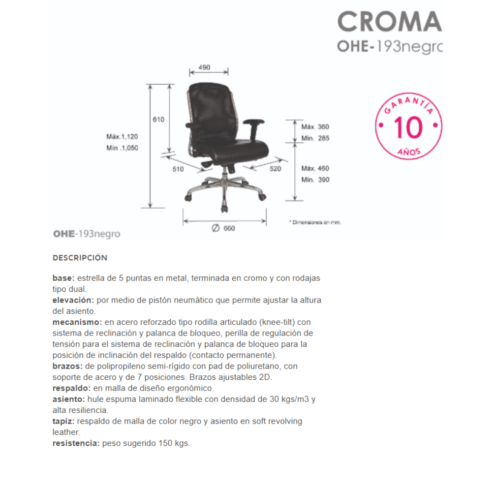 Silla ejecutiva Croma OHE-193