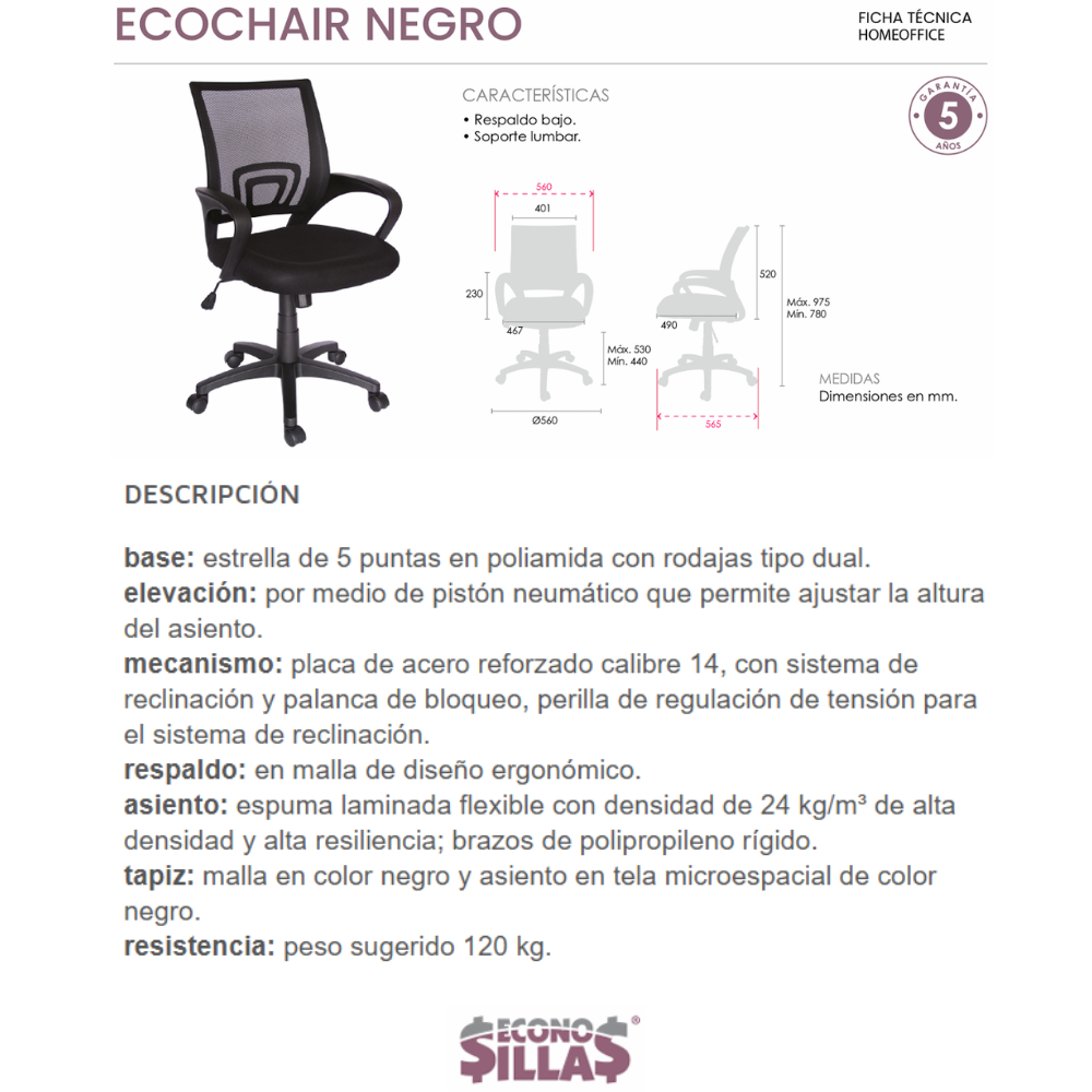 Silla Operativa Ecochairnegra