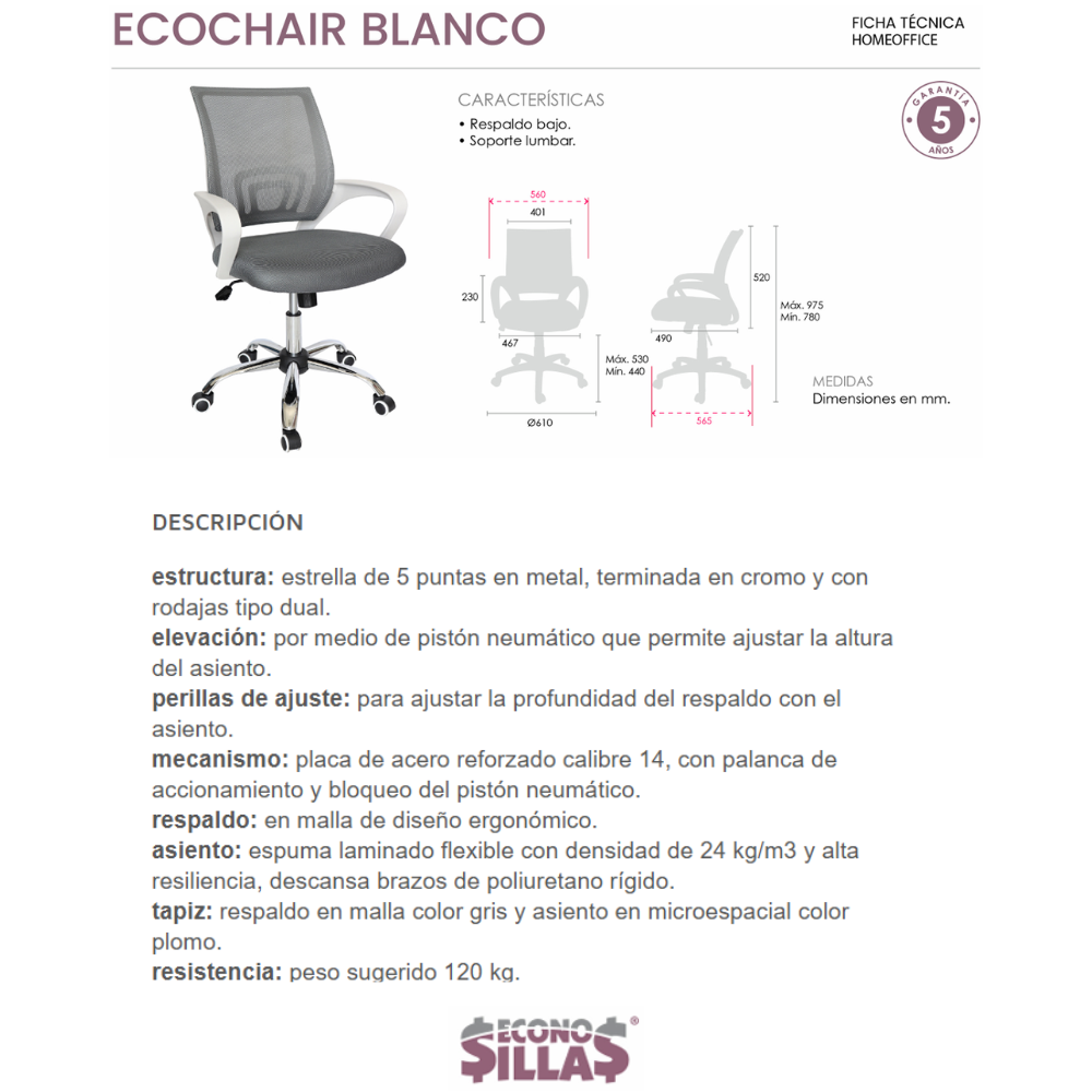 Silla Operativa Ecochairblanca