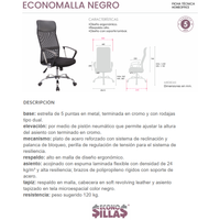 Silla Operativa Econo malla Negro