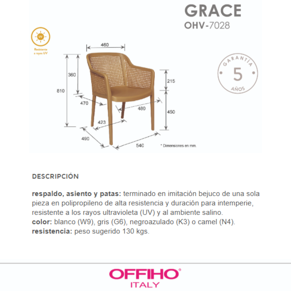 Silla Grace OHV-7028