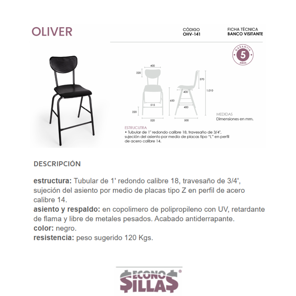 Banco Interior Oliver OHV-141