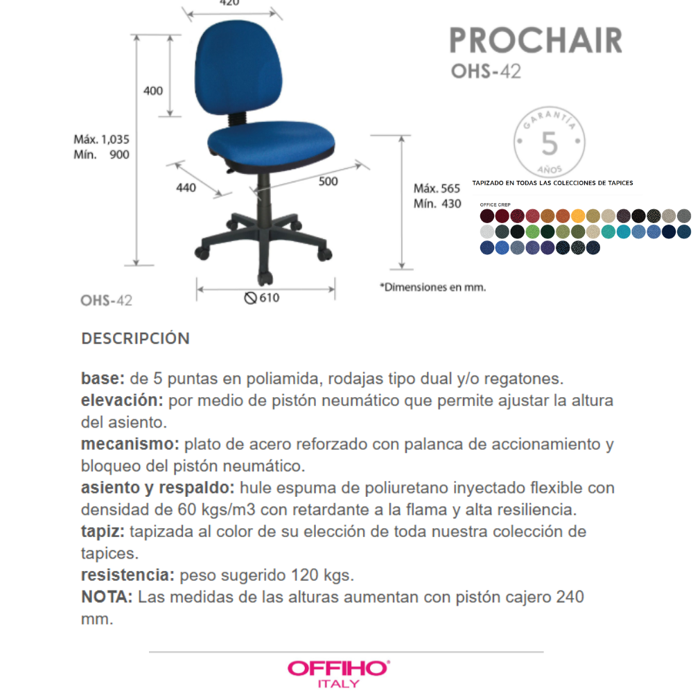 Silla Operativa Fija Prochair