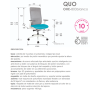 Silla Quo Ejecutiva Blanca tapizable en varios colores OHE-803