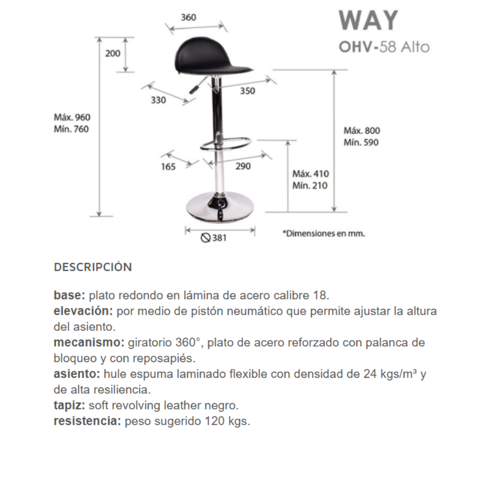 Banco Way OHV-58