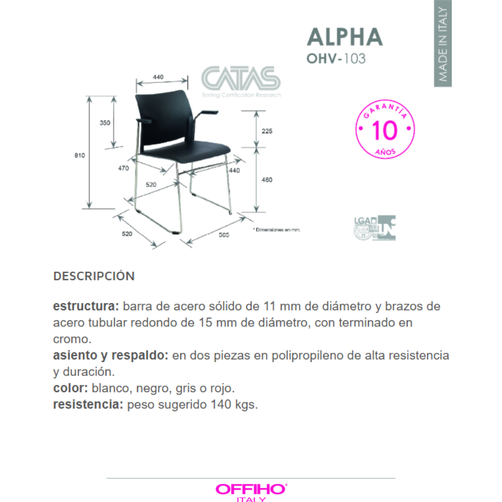 Silla Para Visitante Alpha Polipropileno