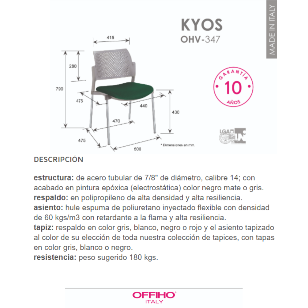 Silla para Visitante Kyos 4 Patas Semitapizado