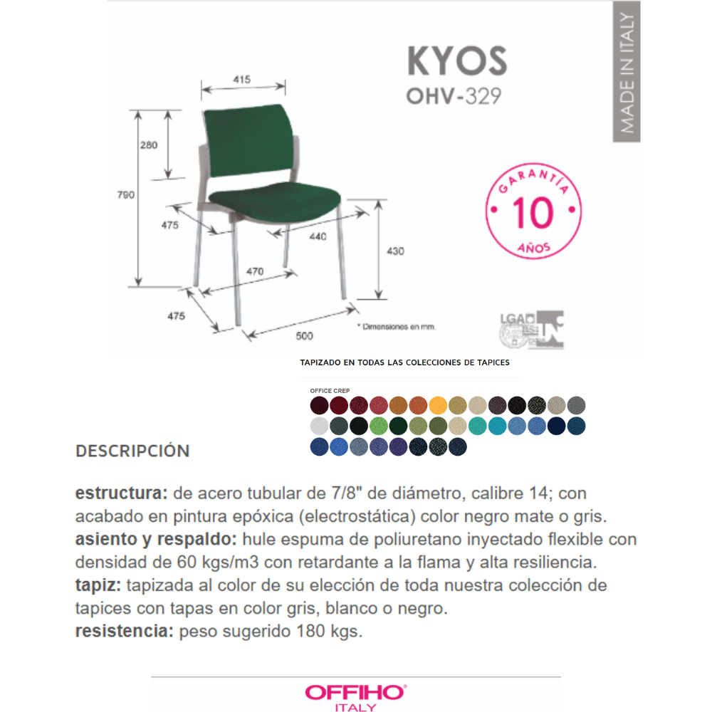 Silla para Visitante Kyos 4 Patas Tapizado