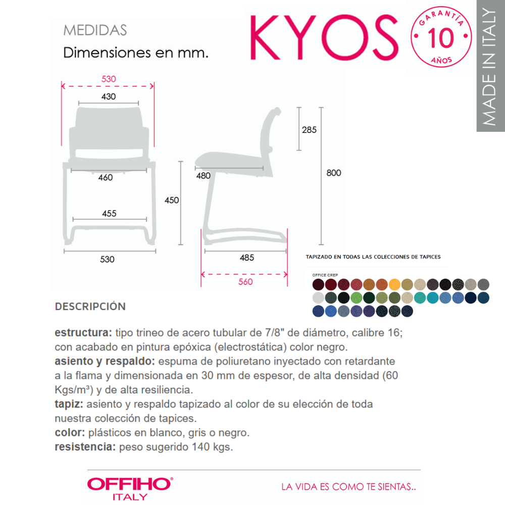 Silla para Visitante Kyos con Patin Tapizada