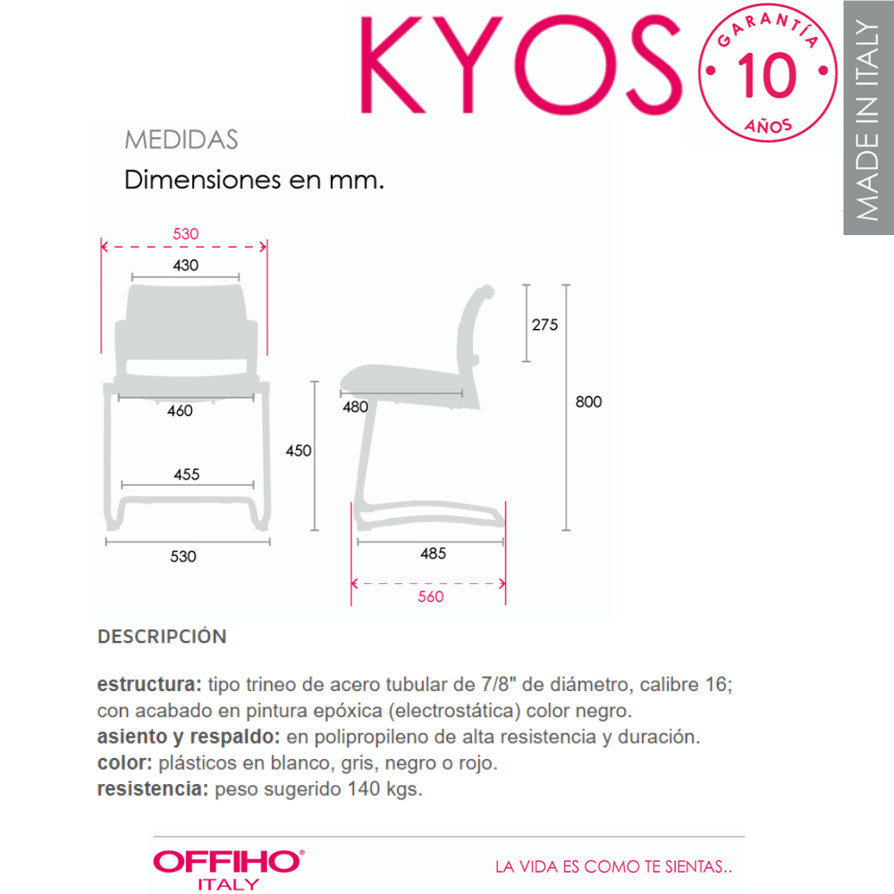 Silla para Visitante Kyos Patin Polipropileno