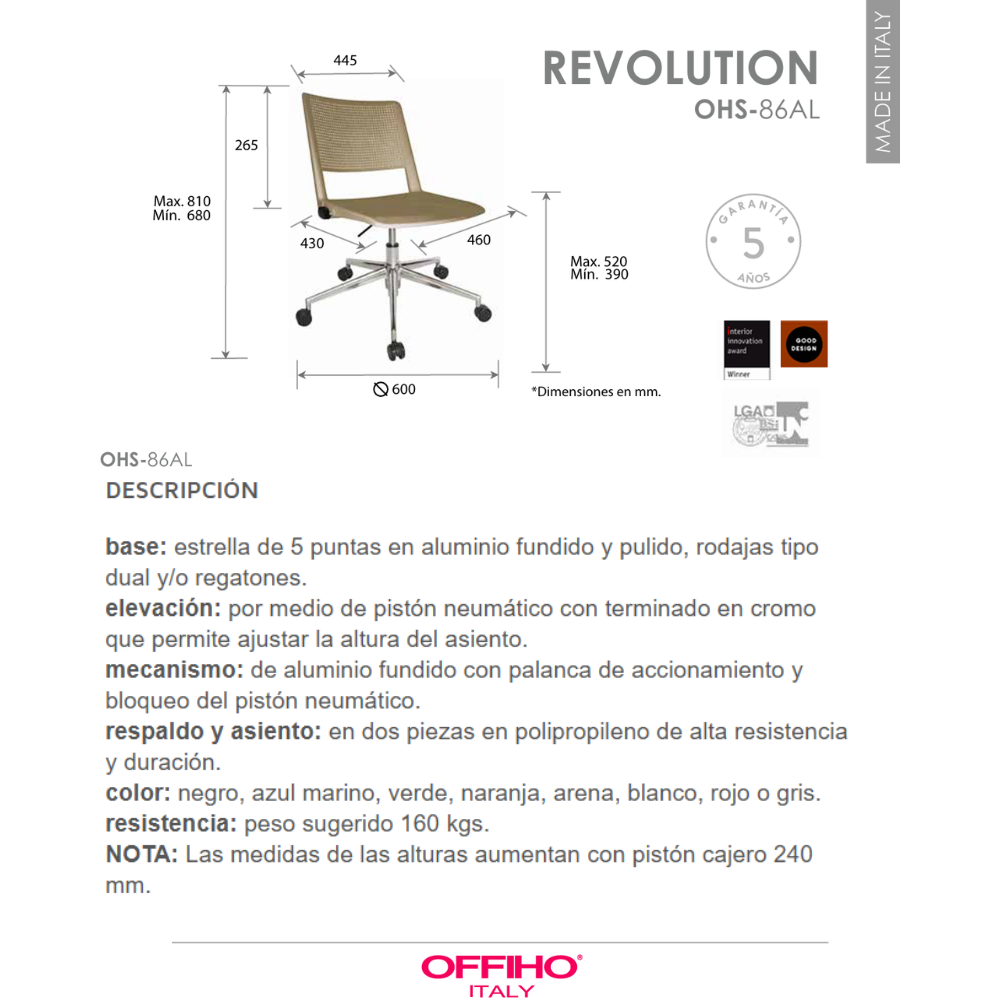 Silla Operativa Revolution OHS-86AL