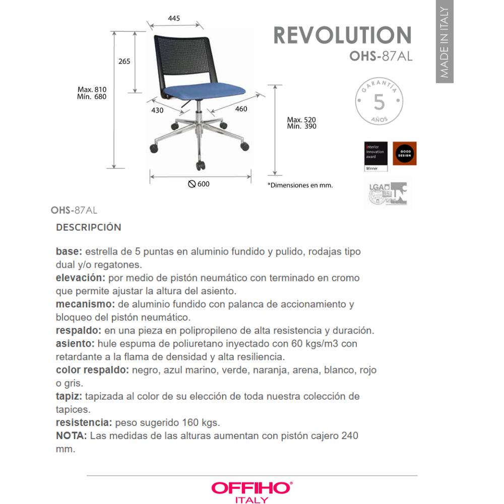 Silla Operativa Revolution OHS-87AL