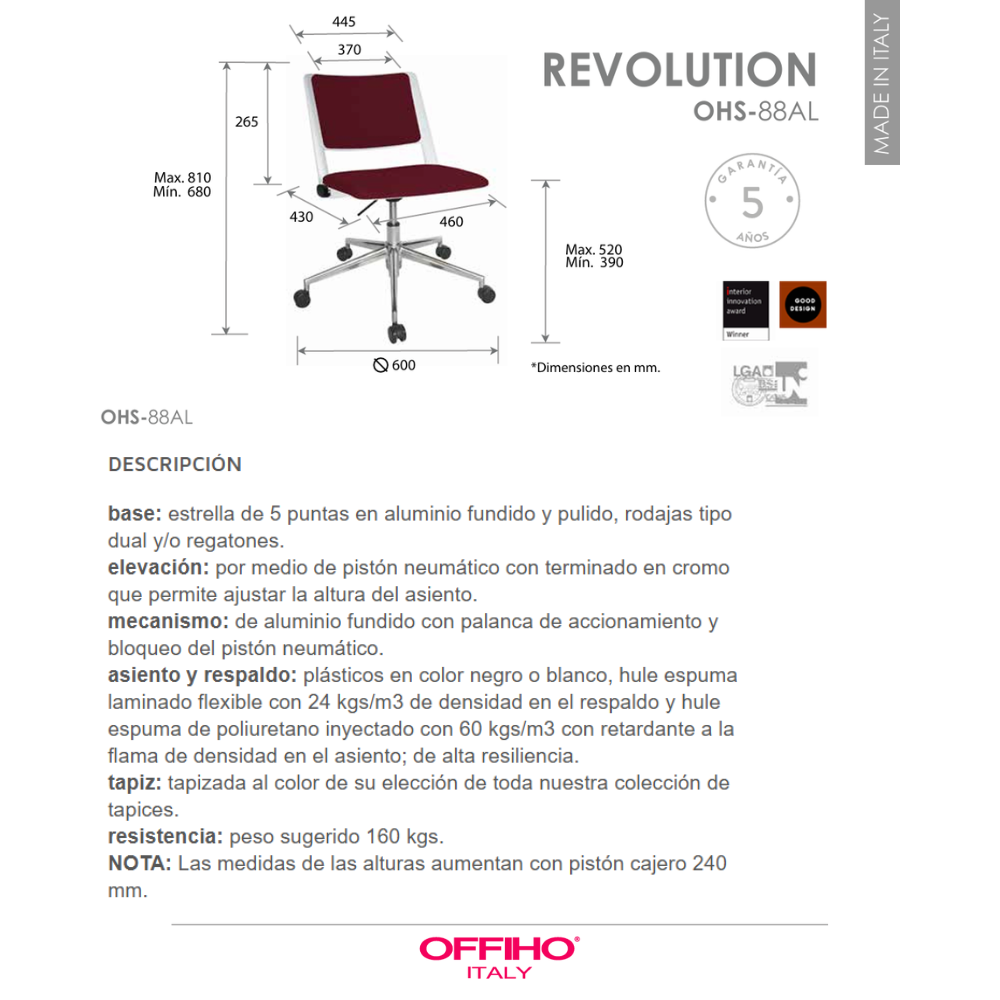 Silla Operativa Revolution OHS-88AL