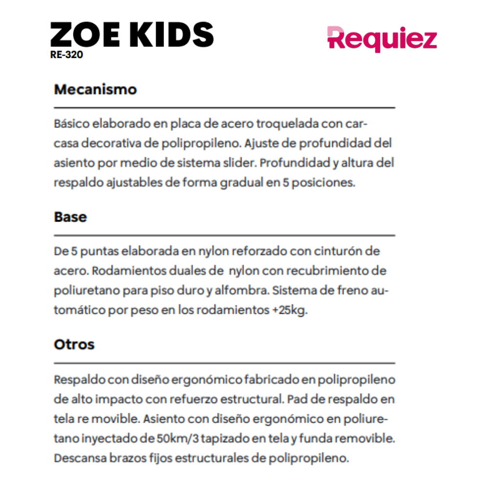 Silla de Capacitacion ZOE KIDS RE-320