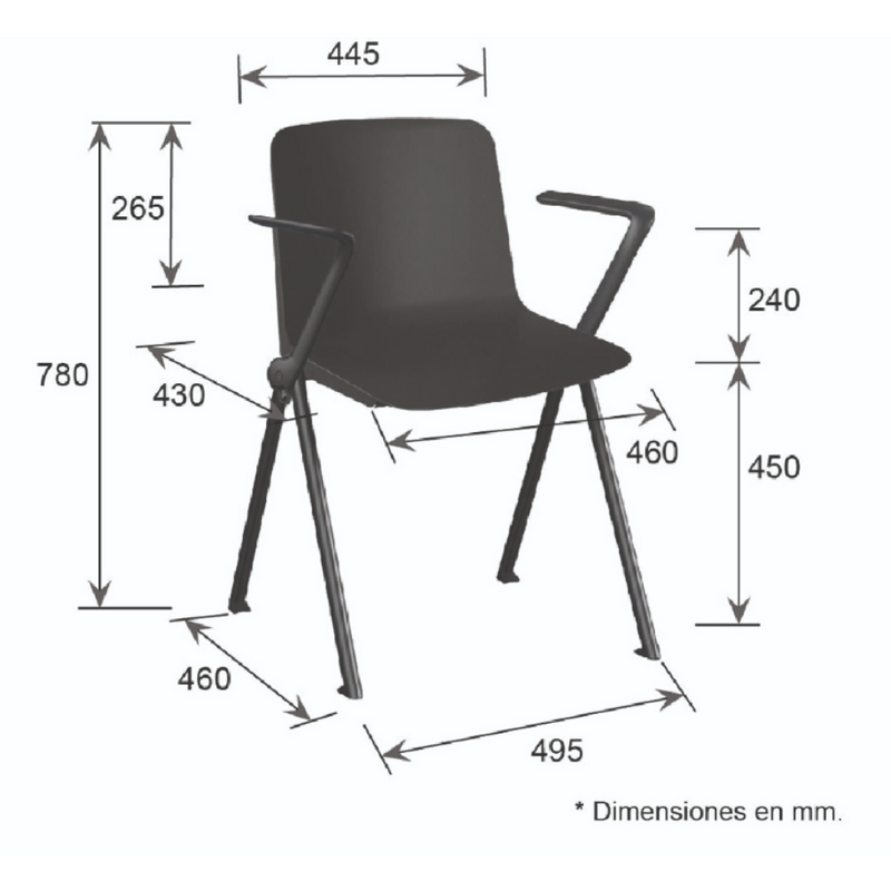 Silla Plus apilable sin brazos