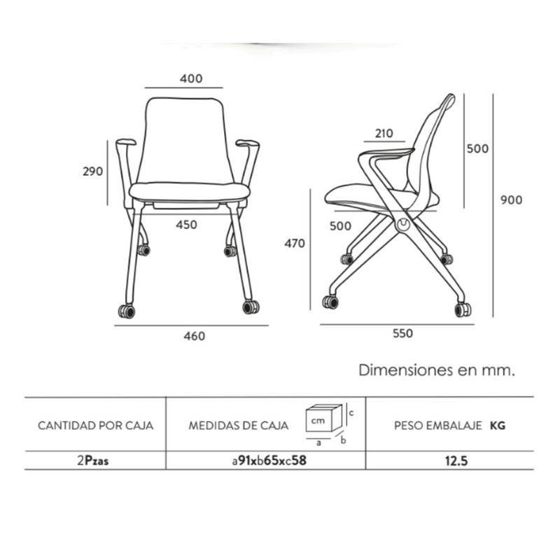 Silla visitante Ara abatible