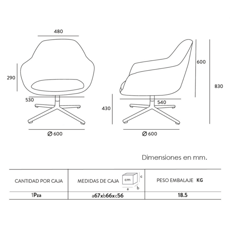 Sillon Fabrizia Lounge base estrella