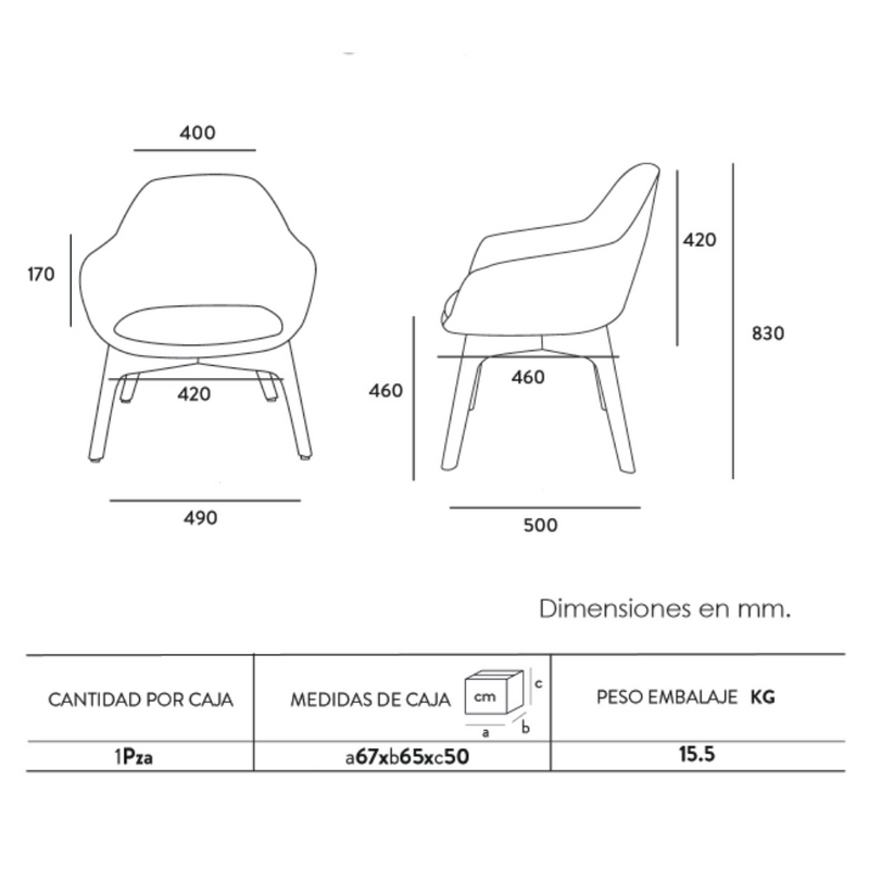 Sillon Fabrizia pata madera