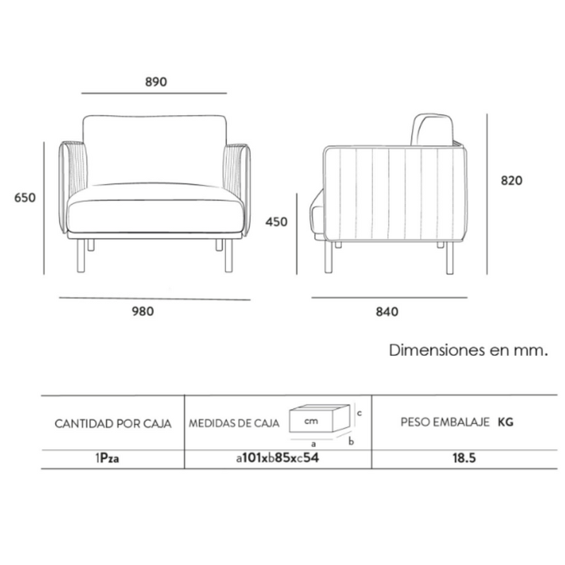 Sofá confortable Fabrizia una plaza