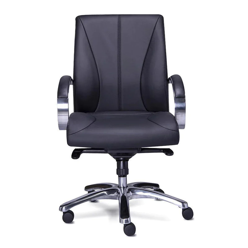 Sillon ejecutivo en piel/simil piel color cafe respaldo bajo