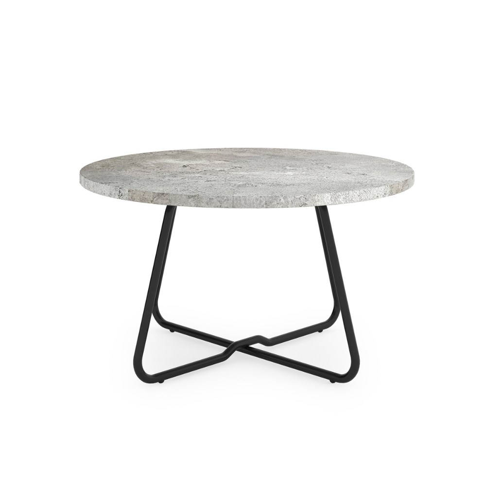 Mesa de Centro Mármol con Base de Acero 60x35.5 cm