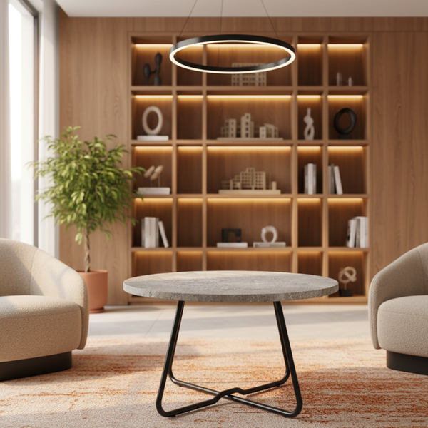 Mesa de Centro Mármol con Base de Acero 60x35.5 cm