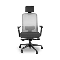 Sillon ejecutivo estructura negra, respaldo mesh con cabecera y reclinamiento