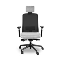 Sillon ejecutivo estructura negra, respaldo mesh con cabecera y reclinamiento