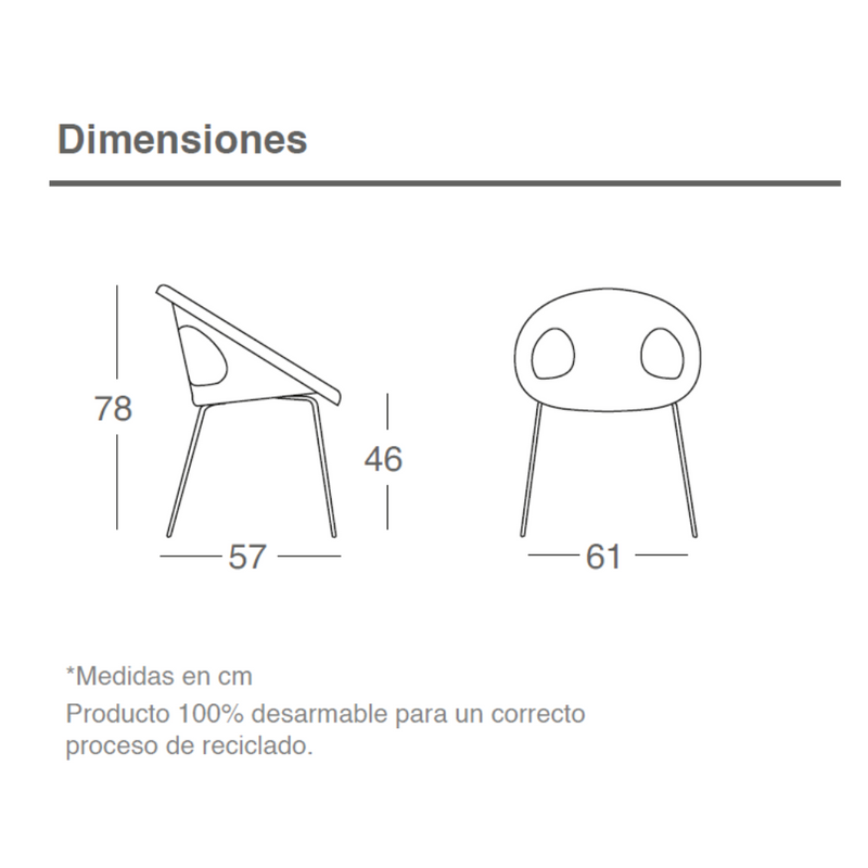 Silla Drop 4 Patas cromadas