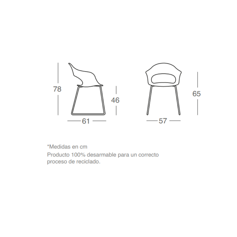 Silla Lady B Tecnopolímero Trineo