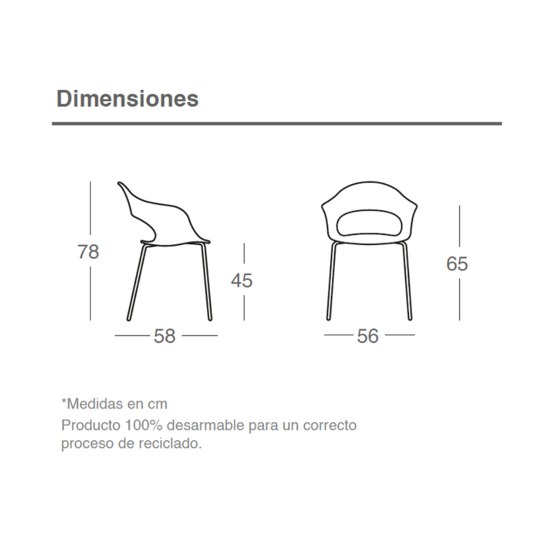 Silla Lady B Tecnopolímero 4 patas