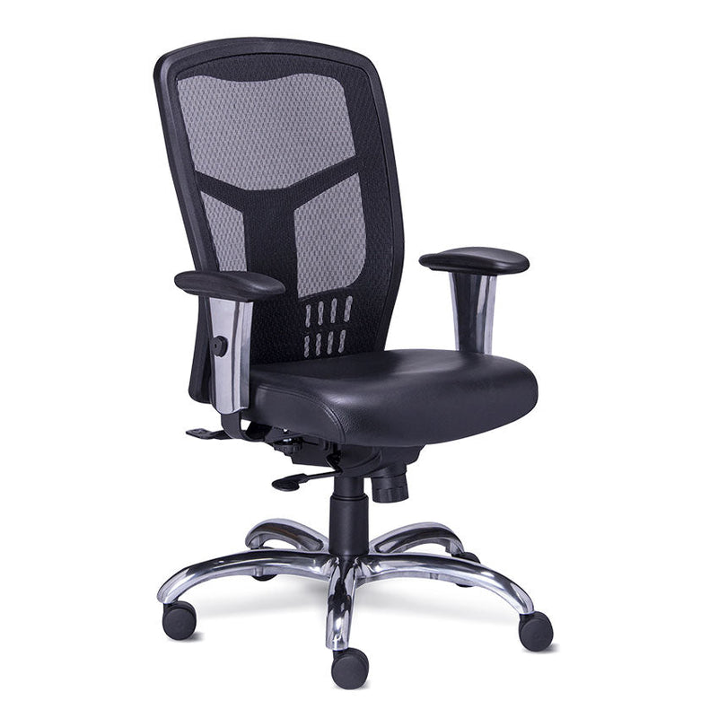 Sillon Ejecutivo en Malla Tapizado en Piel Accesorios en Aluminio