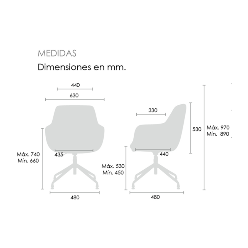 Silla Tripoli pata spider gris