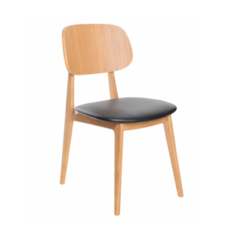 Silla Vigo Slim madera de haya natural o nogal asiento tapizado