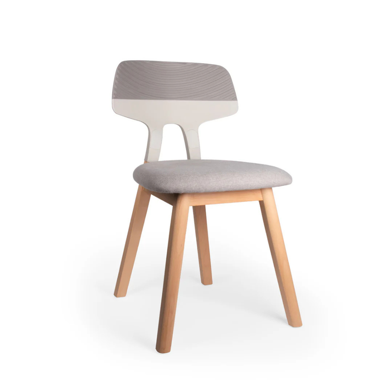 Silla Visitante Patas de Haya con Asiento Tapizado en Tela Shine