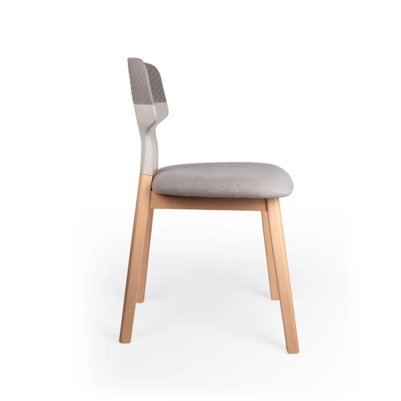Silla Visitante Patas de Haya con Asiento Tapizado en Tela Shine