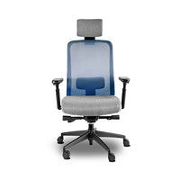Sillon ejecutivo estructura negra, respaldo mesh con cabecera y reclinamiento
