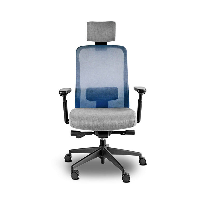 Sillon ejecutivo estructura negra, respaldo mesh con cabecera y reclinamiento