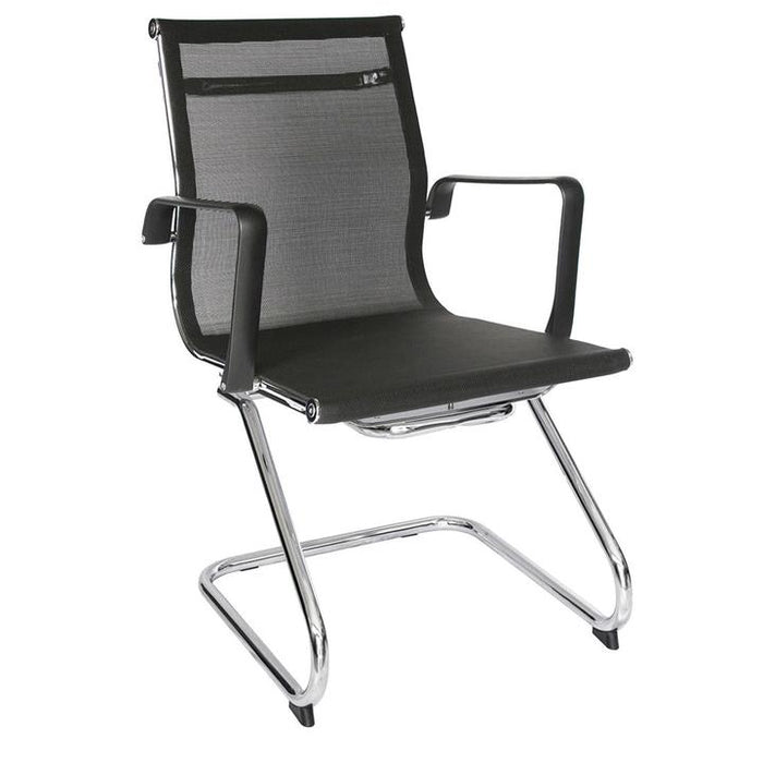 Silla Retro Respaldo Bajo Visitante (Tapizada en Red Negra)